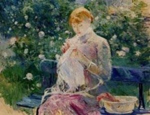 Berthe Morisot, Pasie sewing in Bougival's garden, 1881, Pau, Musée des Beaux Arts